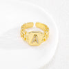 Simple Retro Adjustable Open Ring Copper With Zirconia 26 English Letters Design