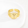 Simple Retro Adjustable Open Ring Copper With Zirconia 26 English Letters Design