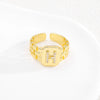 Simple Retro Adjustable Open Ring Copper With Zirconia 26 English Letters Design