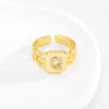 Simple Retro Adjustable Open Ring Copper With Zirconia 26 English Letters Design