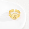 Simple Retro Adjustable Open Ring Copper With Zirconia 26 English Letters Design