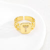Simple Retro Adjustable Open Ring Copper With Zirconia 26 English Letters Design