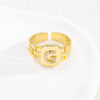 Simple Retro Adjustable Open Ring Copper With Zirconia 26 English Letters Design