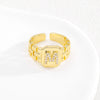 Simple Retro Adjustable Open Ring Copper With Zirconia 26 English Letters Design