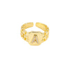 Simple Retro Adjustable Open Ring Copper With Zirconia 26 English Letters Design