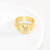 Simple Retro Adjustable Open Ring Copper With Zirconia 26 English Letters Design