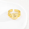 Simple Retro Adjustable Open Ring Copper With Zirconia 26 English Letters Design