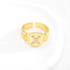 Simple Retro Adjustable Open Ring Copper With Zirconia 26 English Letters Design