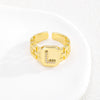 Simple Retro Adjustable Open Ring Copper With Zirconia 26 English Letters Design
