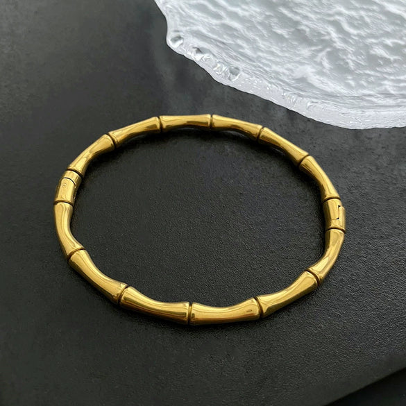 Simple Retro Bamboo Buckle Bracelet Titanium Steel Electroplated Women's