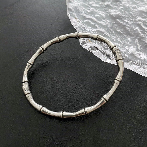 Simple Retro Bamboo Buckle Bracelet Titanium Steel Electroplated Women's