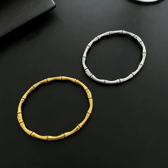 Simple Retro Bamboo Buckle Bracelet Titanium Steel Electroplated Women's