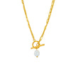Simple Retro Baroque Pearl Irregular Ot Double Chain Titanium Steel Punk Necklace With Electroplating Geometric Design