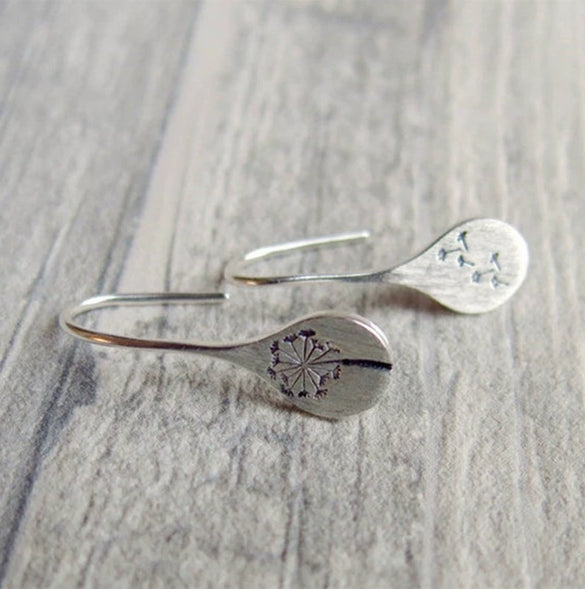 Simple Retro Brushed Dandelion Drop Shape Alloy Women's Earrings Electroplated