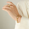 Simple Retro Choker Jewelry Set With Titanium Steel Gold Plated Cuban Chain And Inlaid White Green Zircon