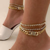 Simple Retro Copper Rhinestone Geometric Chain Anklet With Claw Set Artificial Gemstones Unisex Foot Jewelry