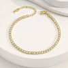 Simple Retro Copper Rhinestone Geometric Chain Anklet With Claw Set Artificial Gemstones Unisex Foot Jewelry