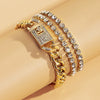 Simple Retro Copper Rhinestone Geometric Chain Anklet With Claw Set Artificial Gemstones Unisex Foot Jewelry