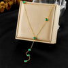 Simple Retro Cut Love Y Shape Clavicle Chain Necklace For Ladies Stainless Steel With Color Rhinestones And Electroplating Treatment