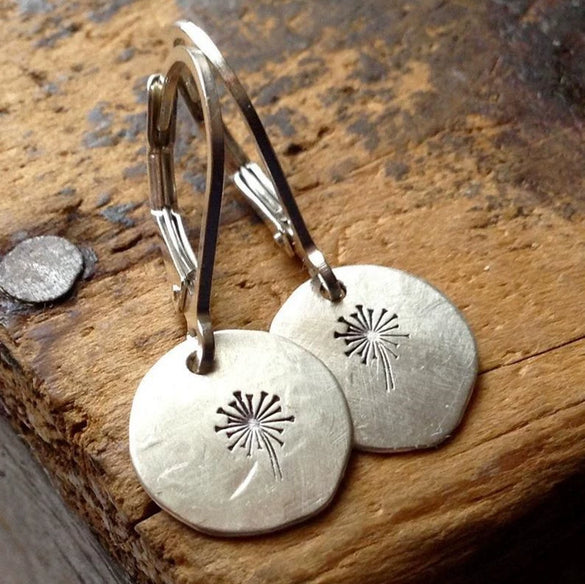 Simple Retro Dandelion Women's Alloy Earrings With Geometric Pattern And Electroplating Treatment