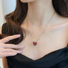 Simple Retro Enamel Heart Pendant Titanium Steel Necklace With Three Dimensional Love Design And Vacuum Plated Blade Chain For Women