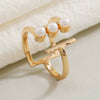 Simple Retro Geometric Pearl Open Ring In Alloy With Pearl Inlay Fashion Adjustable Unisex Statement Ring