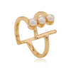 Simple Retro Geometric Pearl Open Ring In Alloy With Pearl Inlay Fashion Adjustable Unisex Statement Ring