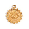 Simple Retro Geometric Stainless Steel Jewelry Accessories 18K Gold Plated Hammered Sun Moon Pendant