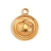 Simple Retro Geometric Stainless Steel Jewelry Accessories 18K Gold Plated Hammered Sun Moon Pendant