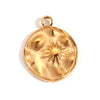 Simple Retro Geometric Stainless Steel Jewelry Accessories 18K Gold Plated Hammered Sun Moon Pendant