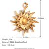 Simple Retro Geometric Stainless Steel Jewelry Accessories 18K Gold Plated Hammered Sun Moon Pendant