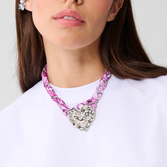 Simple Retro Heart Copper Necklace Set With Diamonds