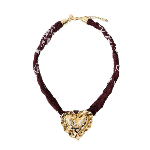 Simple Retro Heart Copper Necklace Set With Diamonds