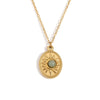 Simple Retro Jewelry Stainless Steel And Titanium Steel Oval Sun Natural Stone Pendant Necklace With Geometric Pattern And Electroplating For Women