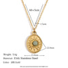 Simple Retro Jewelry Stainless Steel And Titanium Steel Oval Sun Natural Stone Pendant Necklace With Geometric Pattern And Electroplating For Women