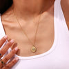 Simple Retro Jewelry Stainless Steel And Titanium Steel Oval Sun Natural Stone Pendant Necklace With Geometric Pattern And Electroplating For Women