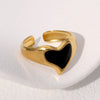 Simple Retro Joker Love Heart Gold Plated Stainless Steel Ring
