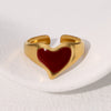 Simple Retro Joker Love Heart Gold Plated Stainless Steel Ring