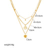 Simple Retro Multilayer Chain Love Round Pendant Necklace In Stainless Steel With Electroplating Treatment