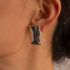 Simple Retro Rectangular Women's Earrings In Stainless Steel With Geometric Pattern And Electroplating