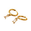 Simple Retro Small Square Geometric Titanium Steel And Stainless Steel Diamond Earring Jewelry For Women With Electroplating