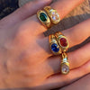 Simple Retro Style Finger Ring Stainless Steel Color Vacuum Plating Inlay Color Zircon For Women
