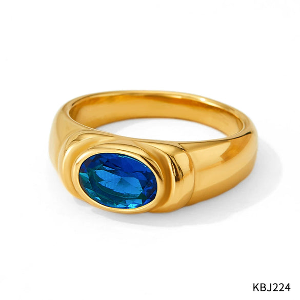 Simple Retro Style Finger Ring Stainless Steel Color Vacuum Plating Inlay Color Zircon For Women