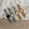 Simple Retro Women's Alloy Watches With Round Dial And Spiral Crown