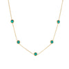Simple Round Blue Turquoise Stainless Steel Chain Earrings And Necklace With Electroplating Design For Girls