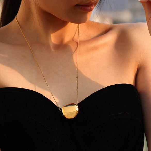 Simple Round Geometric Pendant Necklace Stainless Steel Titanium Steel Light Luxury Electroplating Women's Accessories
