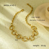 Simple Round Titanium Steel And Stainless Steel Necklace And Bracelet Set For Women With Electroplating Design