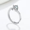 Simple S925 Silver Crown V Shaped Ring For Women Geometric Electroplated Adjustable Open Ring With Single Stone Accent