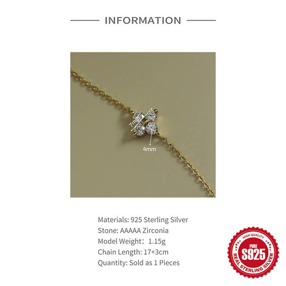 Simple S925 Silver Goldplated Women's Mini Fourleaf Clover Bracelet With Electroplating Treatment
