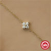 Simple S925 Silver Goldplated Women's Mini Fourleaf Clover Bracelet With Electroplating Treatment